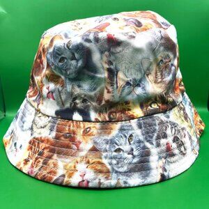 Cat Kitten Bucket Hat Reversible Men Women One Size NWOT Indoor Outdoor Pet Fun